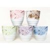 SET DE 5 TASSES EN PORCELAINE ASSORTIES FLEURS DU JAPON