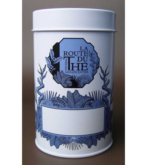 BOÎTE EN MÉTAL BLANCHE ET BLEUE