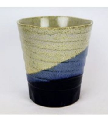 TASSE À THÉ EN GRÈS VERT ET BLEUE